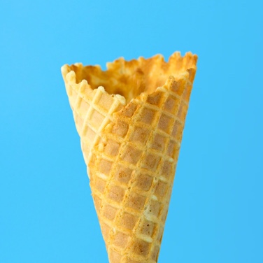 waffle cone on blue background